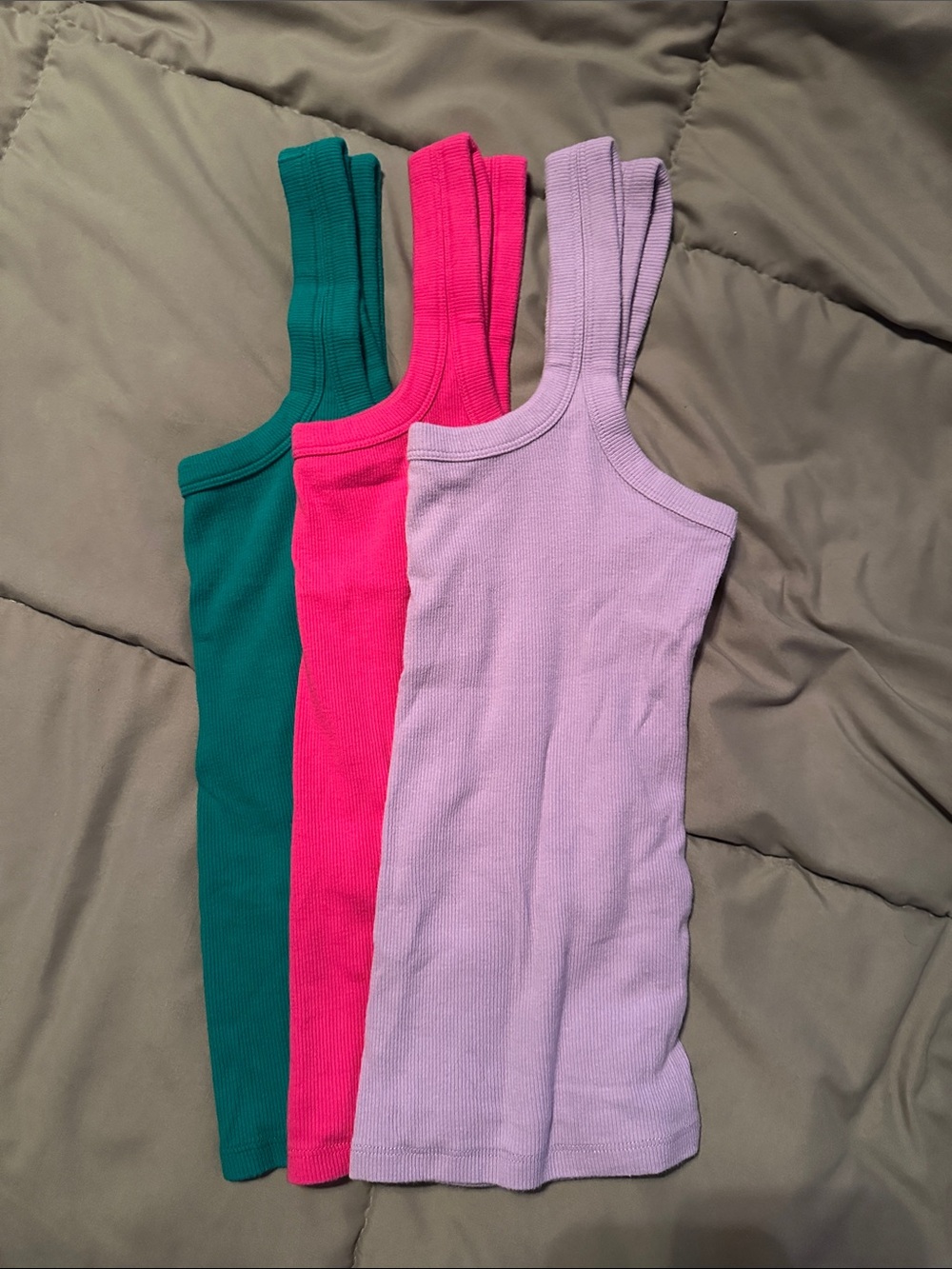 Hollister Ribbed Tank Tops - Green, Hot Pink, Lavender